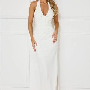 White Pearl Sleeveless Maxi Dress